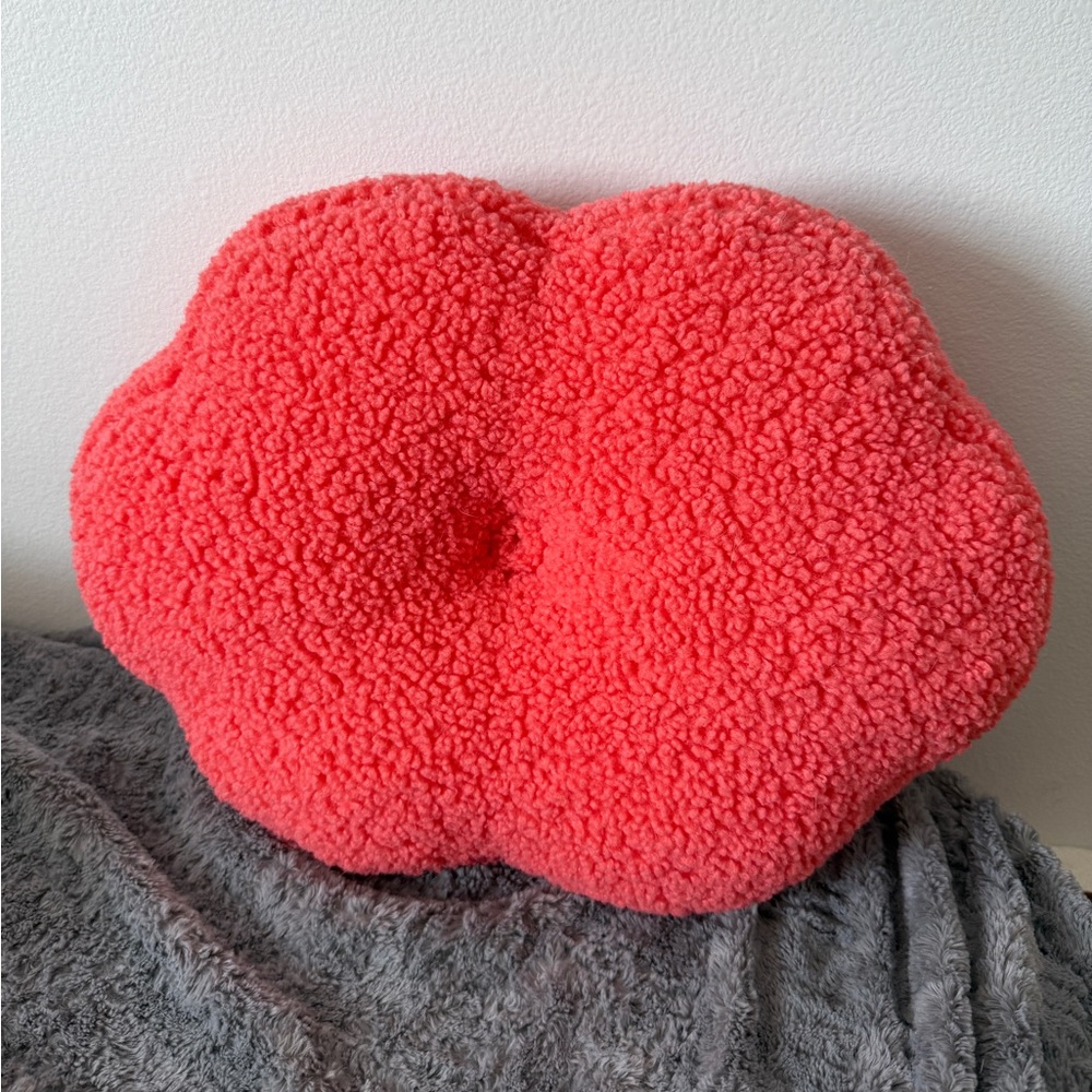 Bright orange flower floral throw boucle pillow